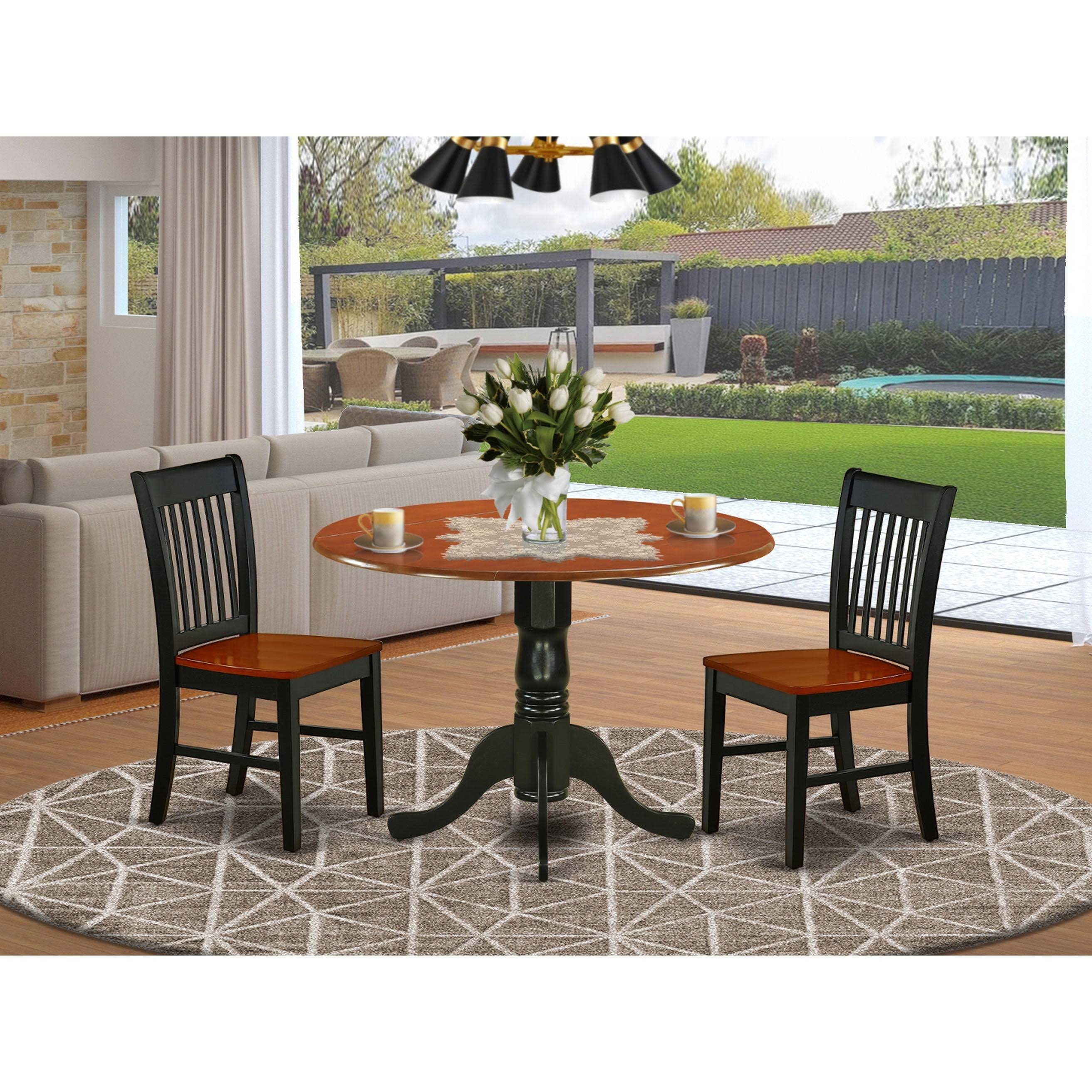 5pc Kitchen Table with Two Drop Leaves and Four Wood Seat Kitchen Chairs Z6502