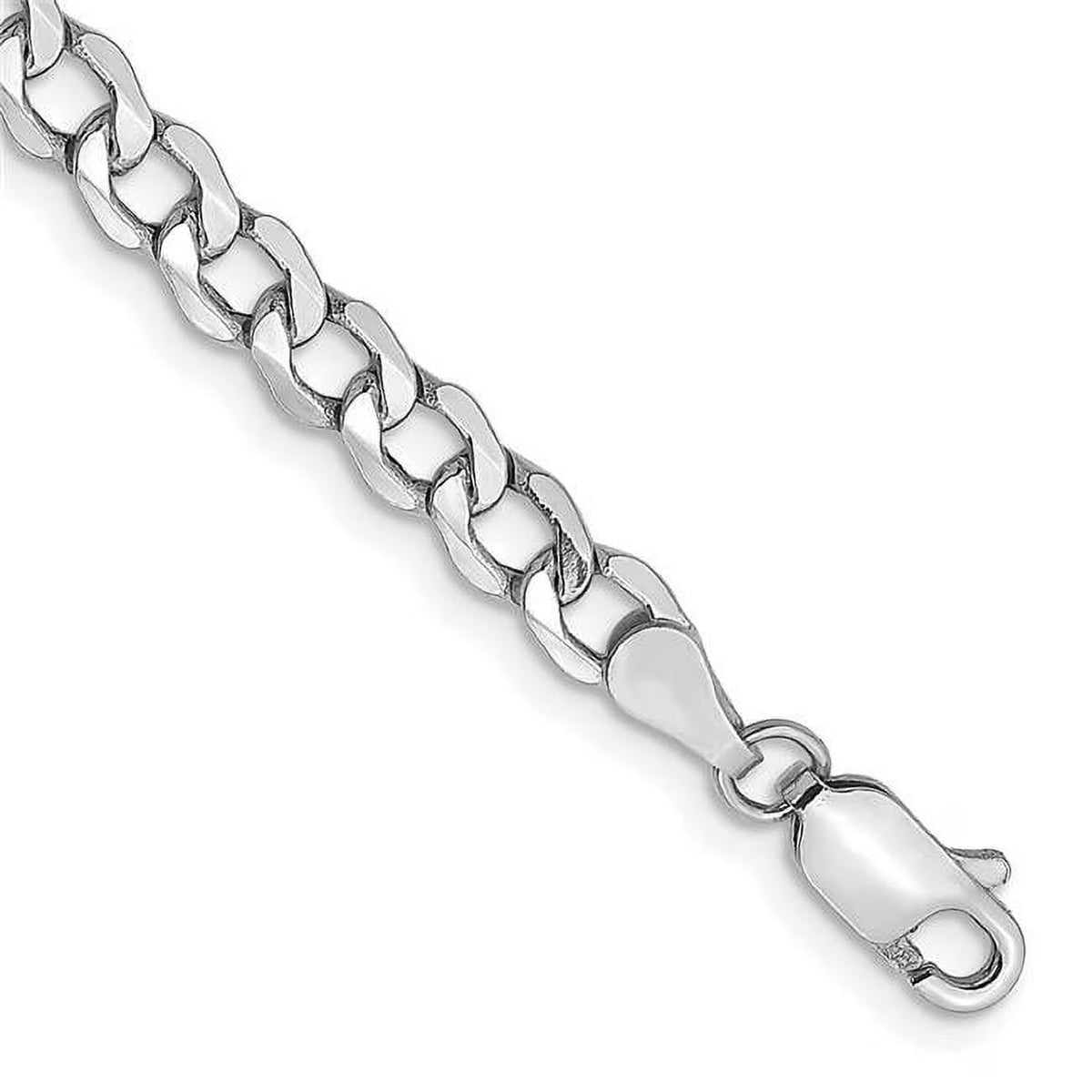 14 Karat White Gold Curb Chain Bracelet R690