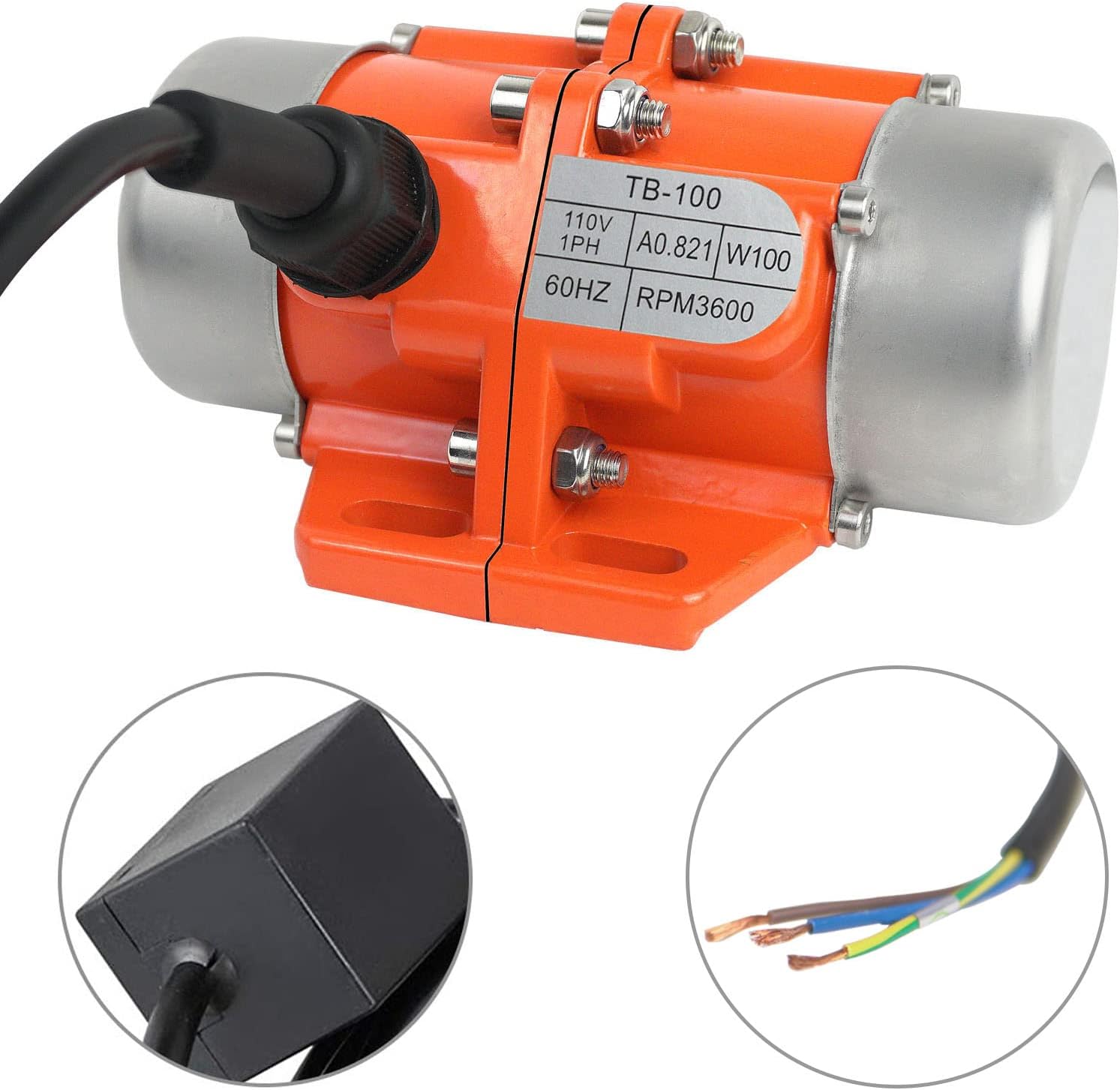 90W Single Phase Electric Vibrating Motor Aluminum Alloy Case AC 110V 3600rpm D23925