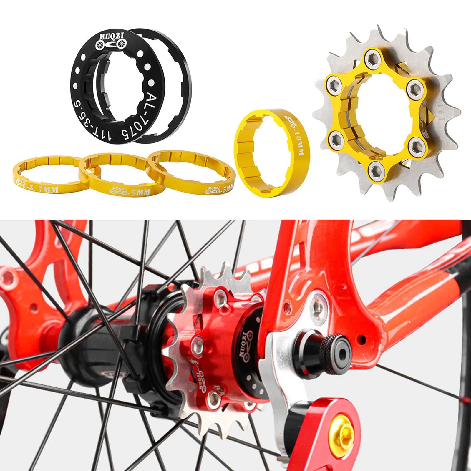 16T Single Cog Set Aluminum Alloy Freewheel Gear for Mountain Bike Hubs BMX I449265