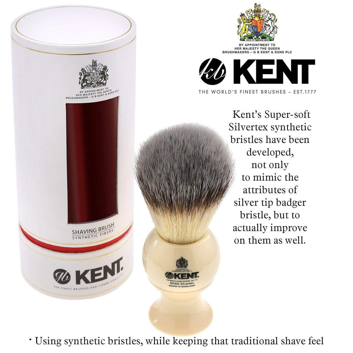 Shaving Brush with Ultra-Soft Synthetic Bristles and Faux Ivory Resin Handle, Pack of 2 O6495