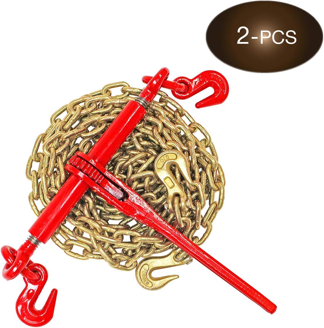 5/16” Grade 70 Chain and Load Binder Kit with 4 Binders and 4 Chains W73546