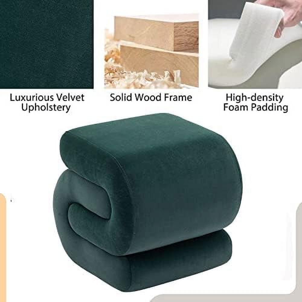 Dark Green Velvet Vanity Stool Z417
