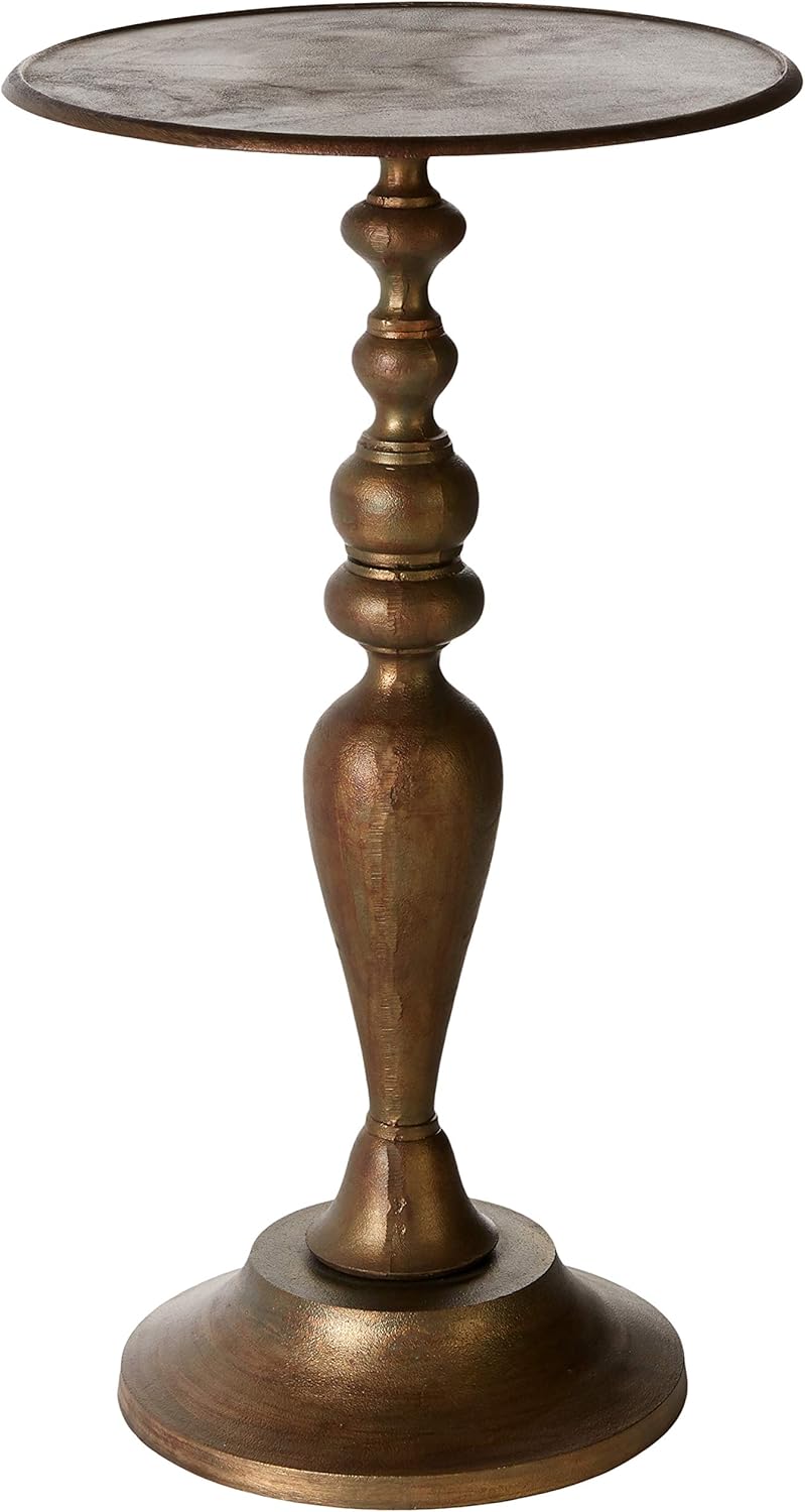 Antique Brass Finish Cast Metal Accent Side Table J39068