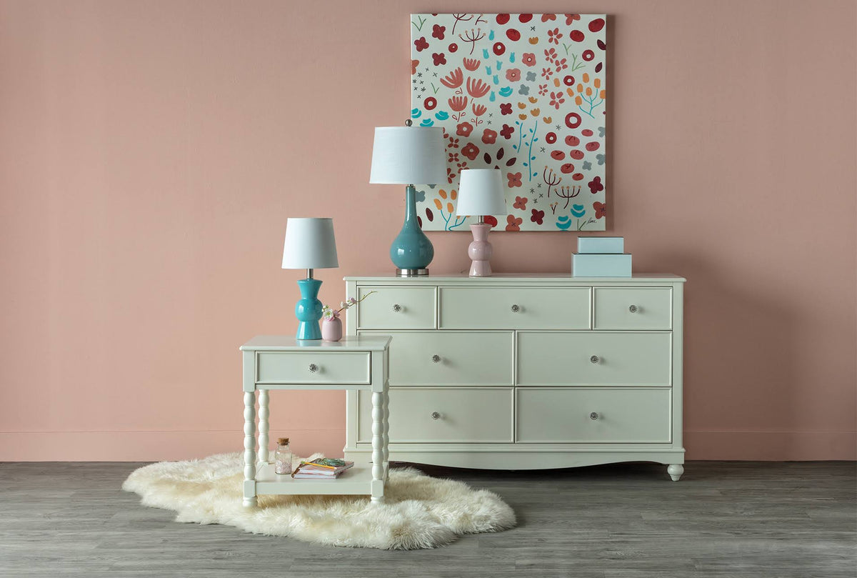 White 7 Drawer Wood Dresser R719