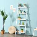 White 5-Tier Ladder Shelf Bookcase Display Rack B90137