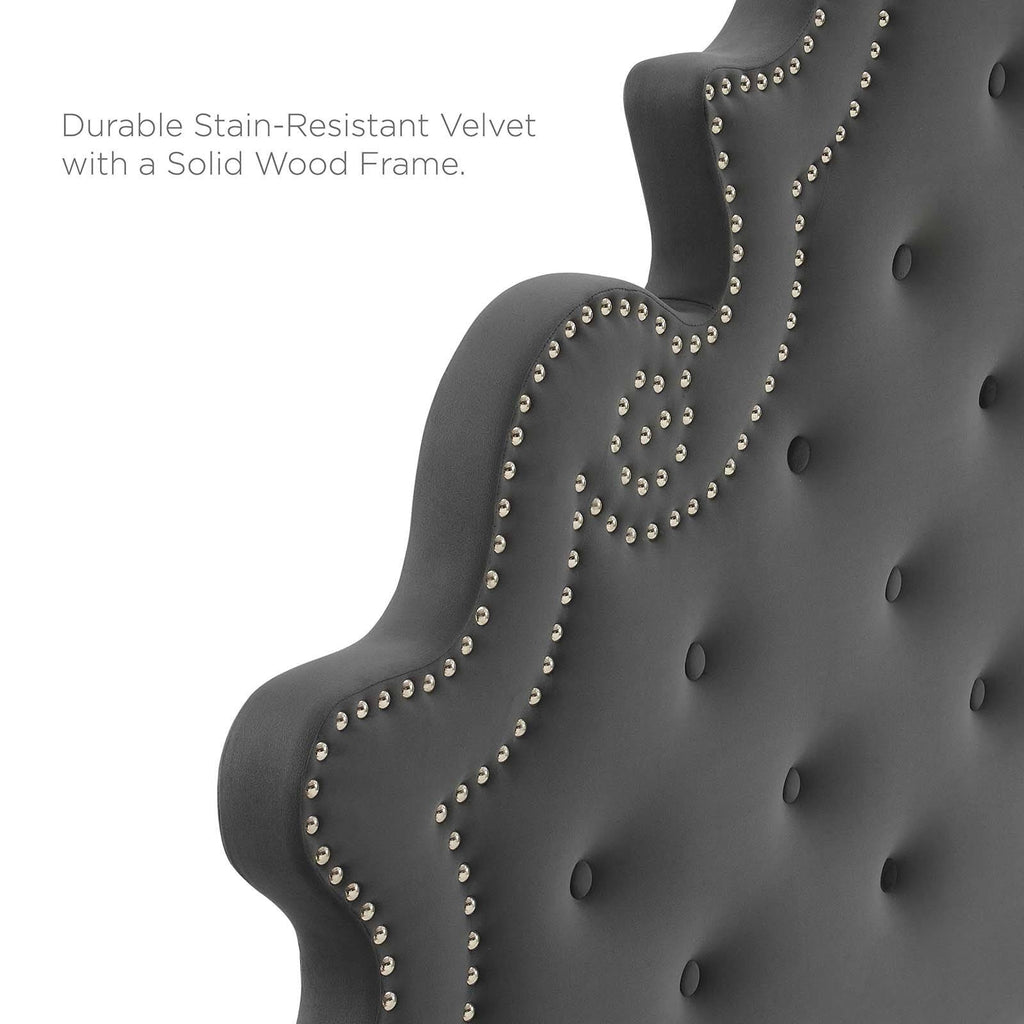 Twin Headboard Charcoal Velvet Q15910