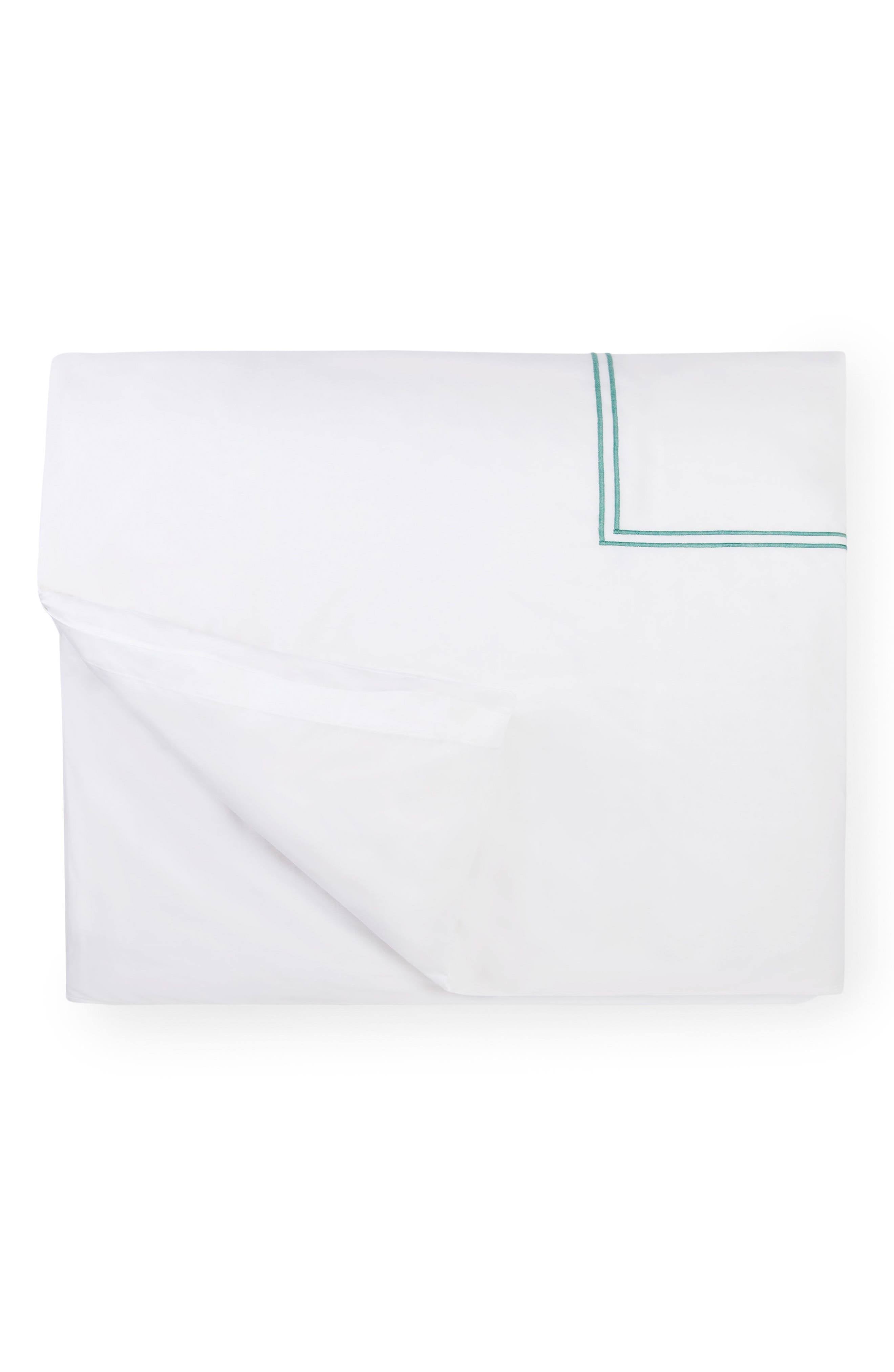 Full/Queen White/Aqua Duvet Cover A3400