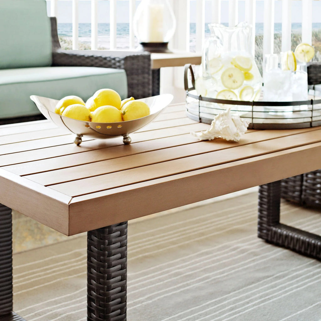 Brown Pedestal Patio Coffee Table V703