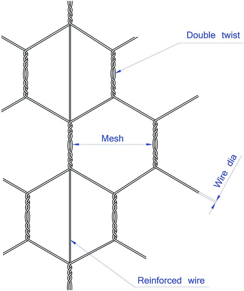 Galvanized Hexagonal Poultry Netting Chicken Wire 48 inches x 50 feet x 1 inch Mesh Pack of 2 G31560