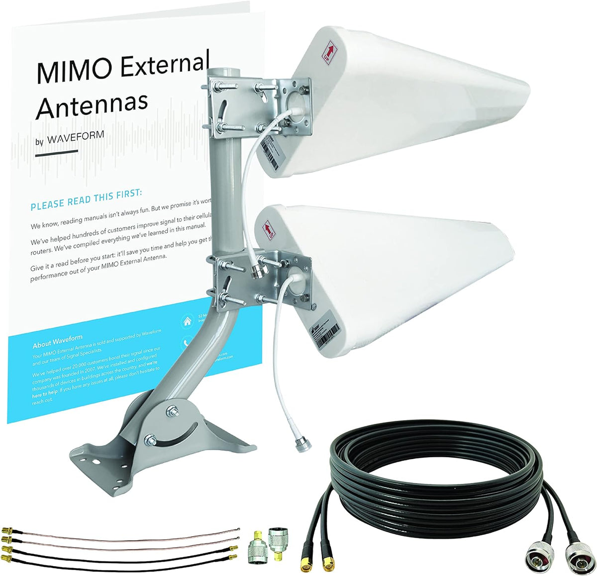 4G/5G Log Periodic Antenna Kit, 2x2 600-6000 MHz, Twin Cable Q7986