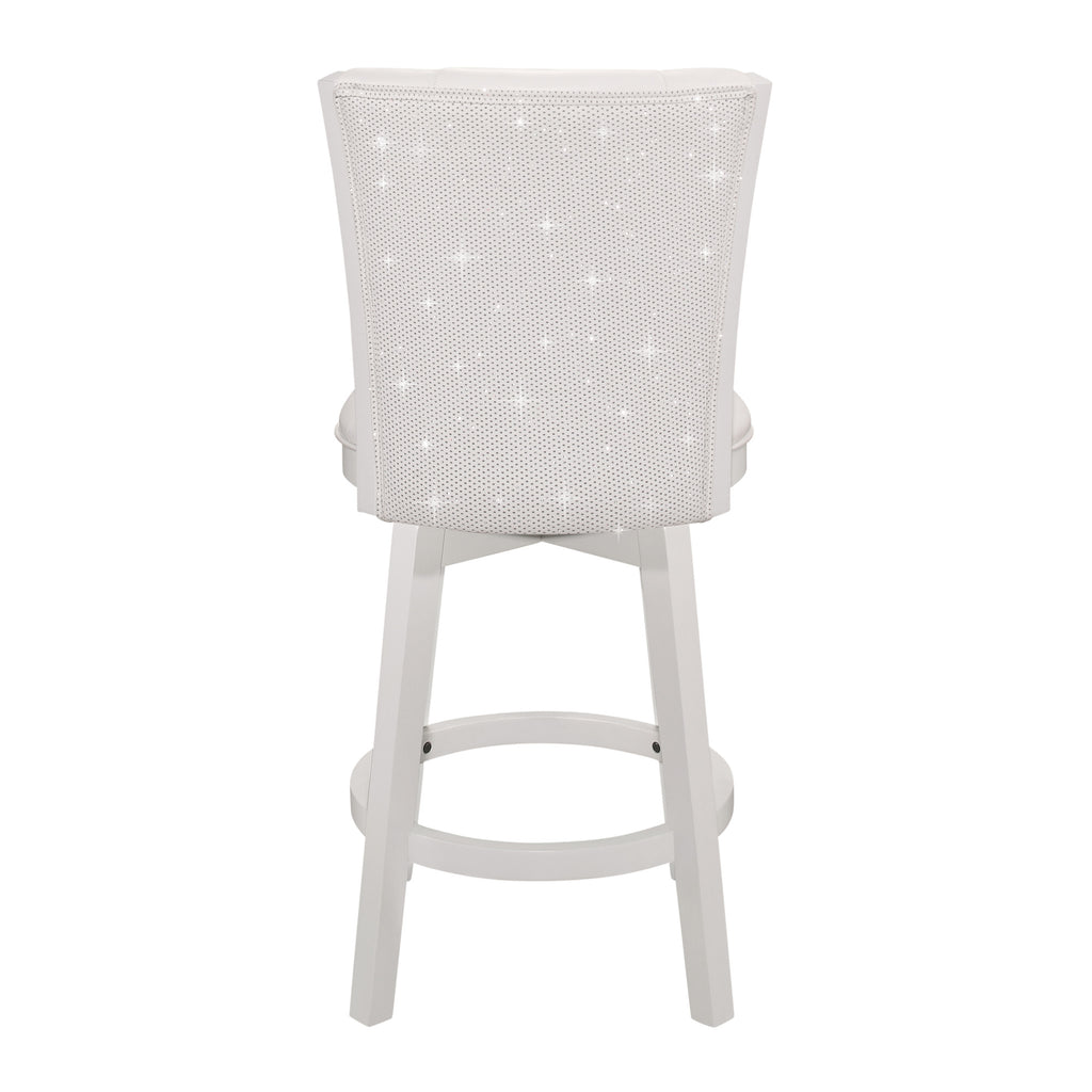 White Wood Counter Height Swivel Stool with Upholstered Back W687