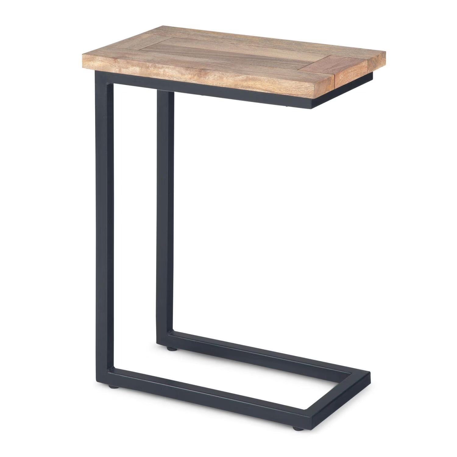 Solid Mango Wood and Metal Rectangle Industrial Side Table C575