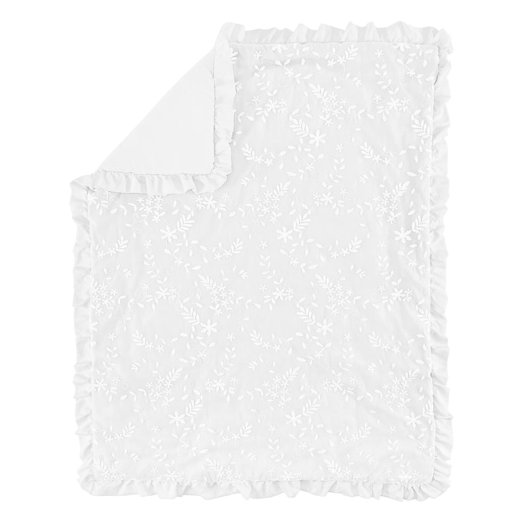 White Floral Lace Baby Girl Crib Bedding Set P27352