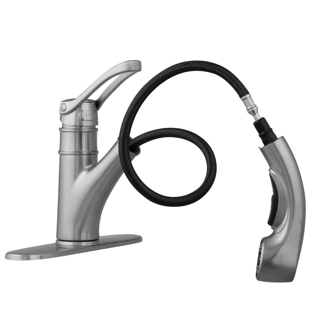Single-Handle Pull-Out Sprayer Kitchen Faucet in Stainless Steel W297430
