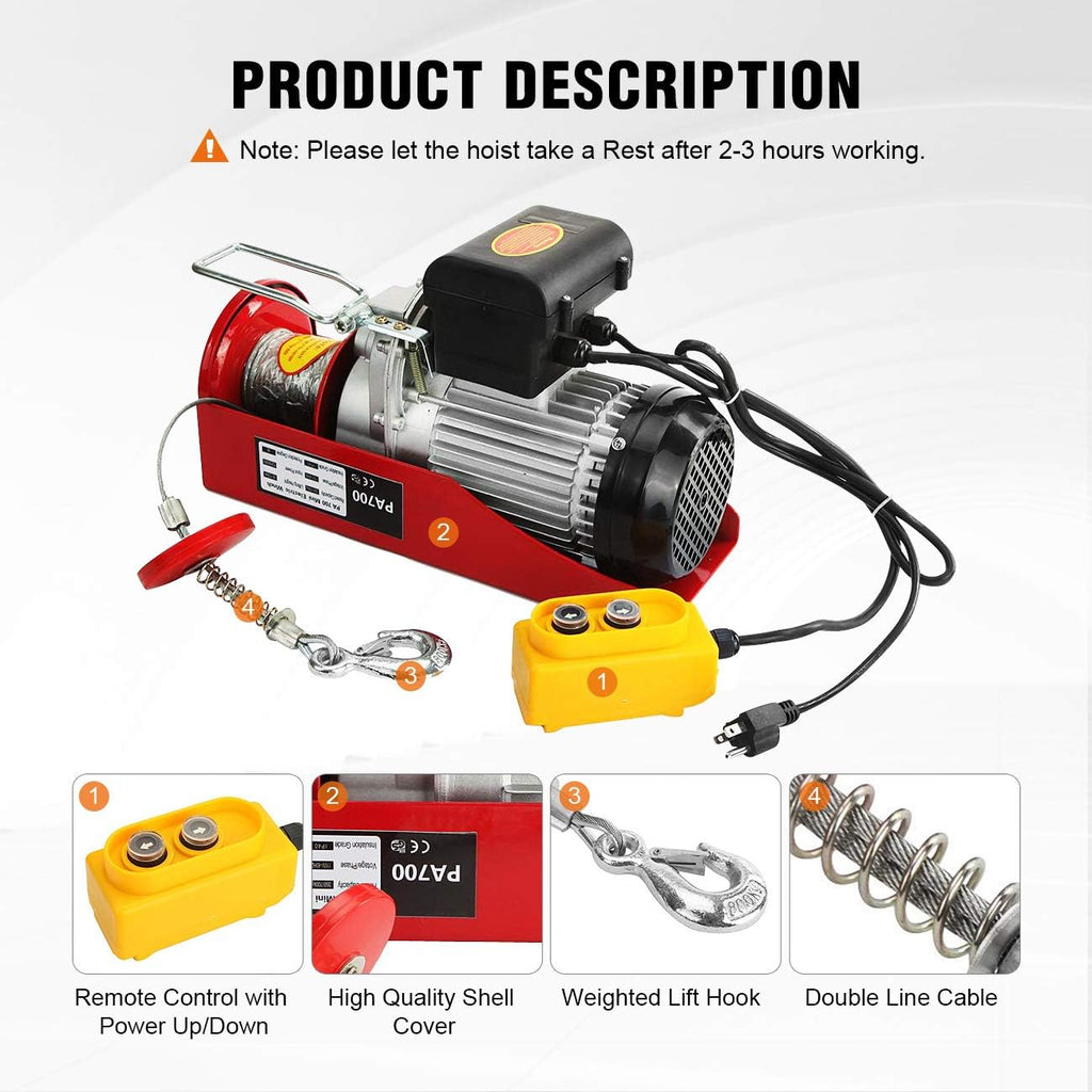 1500lb Electric Hoist Winch with Remote Control I108
