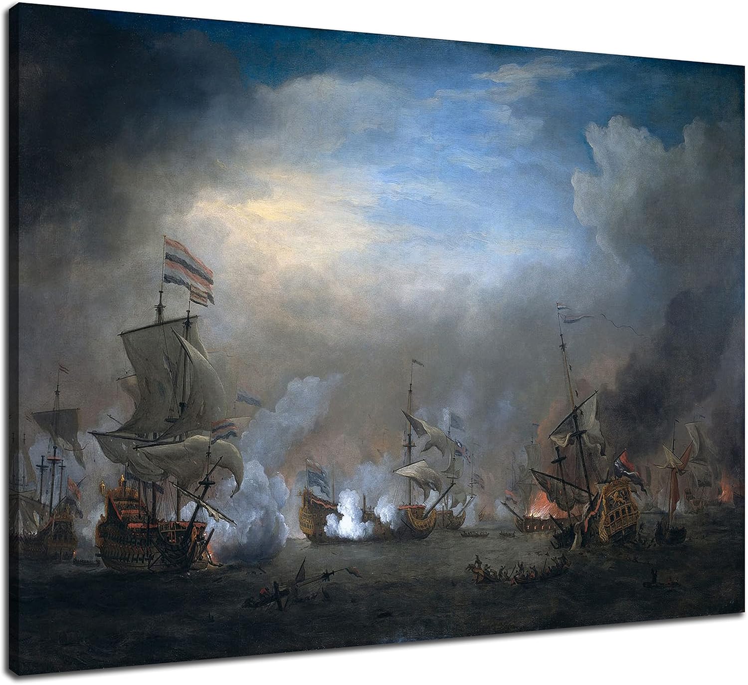 Naval Battle Prints Canvas Framed Wall Decor N7611