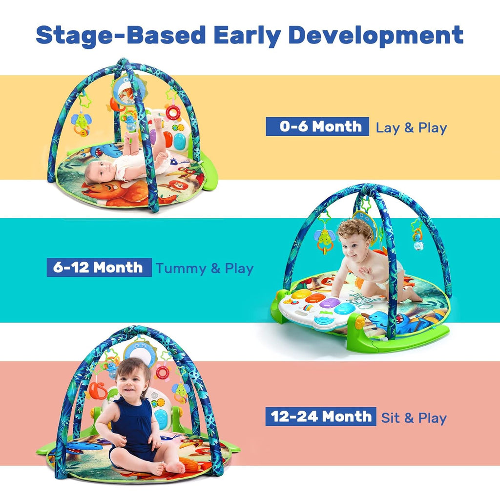 Baby Gym Play Mat with 5 Sensory Teether Toys, Musical Activity Center, Pack of 2 Z184