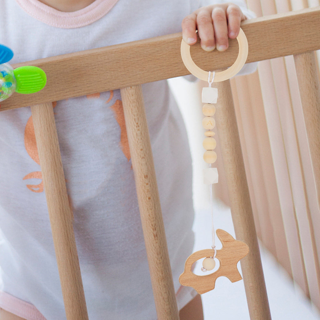 Wood Baby Gym Fitness Rack with Wooden Rattle Spinners Y289755