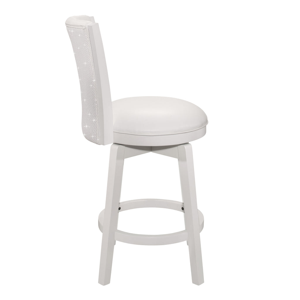 White Wood Counter Height Swivel Stool with Upholstered Back W687