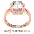 14K Rose Gold over Sterling Silver Emerald Cut White Topaz 2 Piece Wedding Set U1974