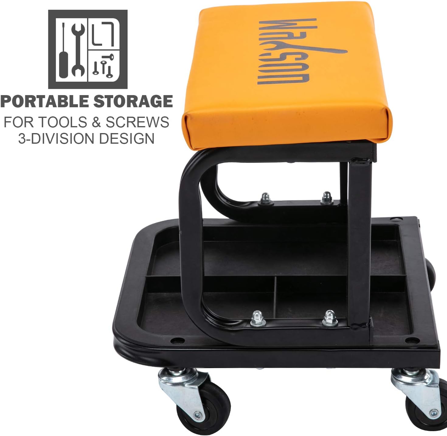 Rolling Garage Seat with Tool Tray Storage, 300 lbs Capacity, Pack of 2 E3909