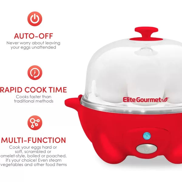 Red 7 Egg Capacity Electric Egg Cooker V11964