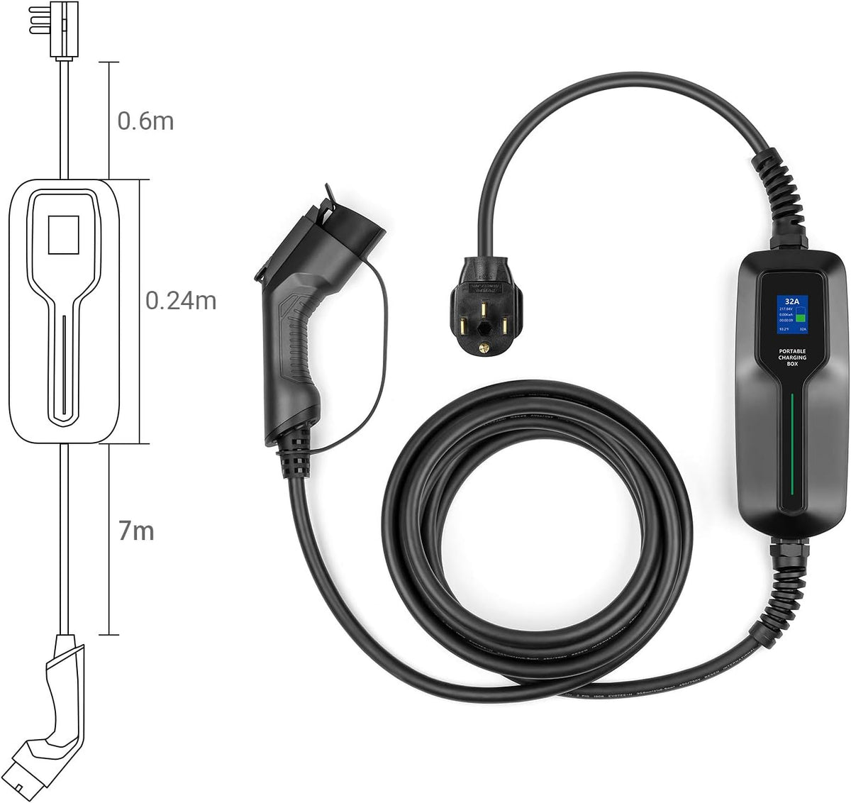 32A/25ft Portable EV Charger Level 2 J45438