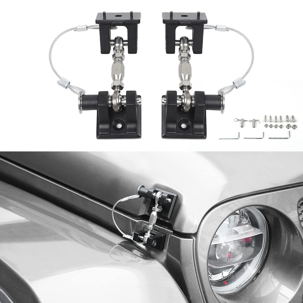 Hood Latches for Jeep Wrangler, Locking Hood Catch Kit Aluminum Alloy, Black, Pack of 2 E722506