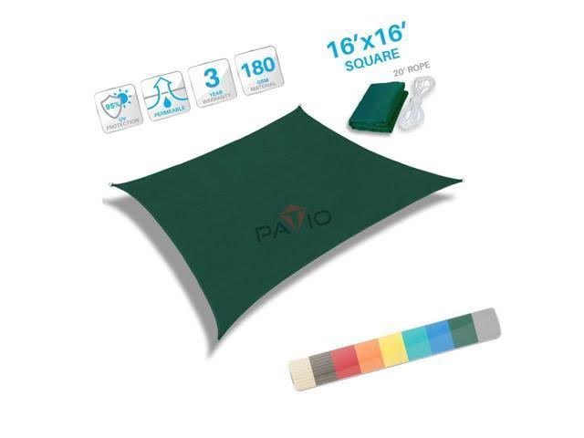 16x16 Dark Green Sun Shade Sail Square Canopy Z577