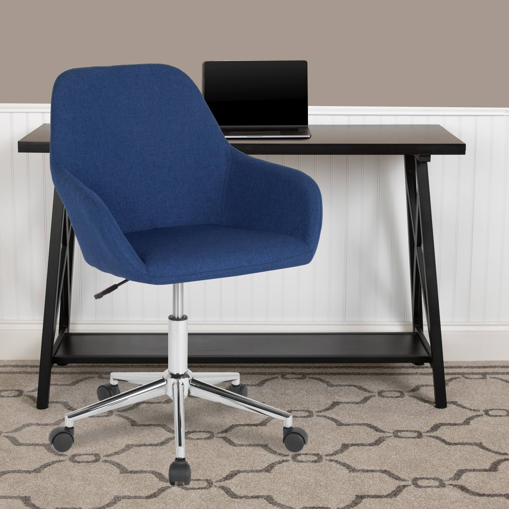 Blue Fabric Mid-Back Chair Z696