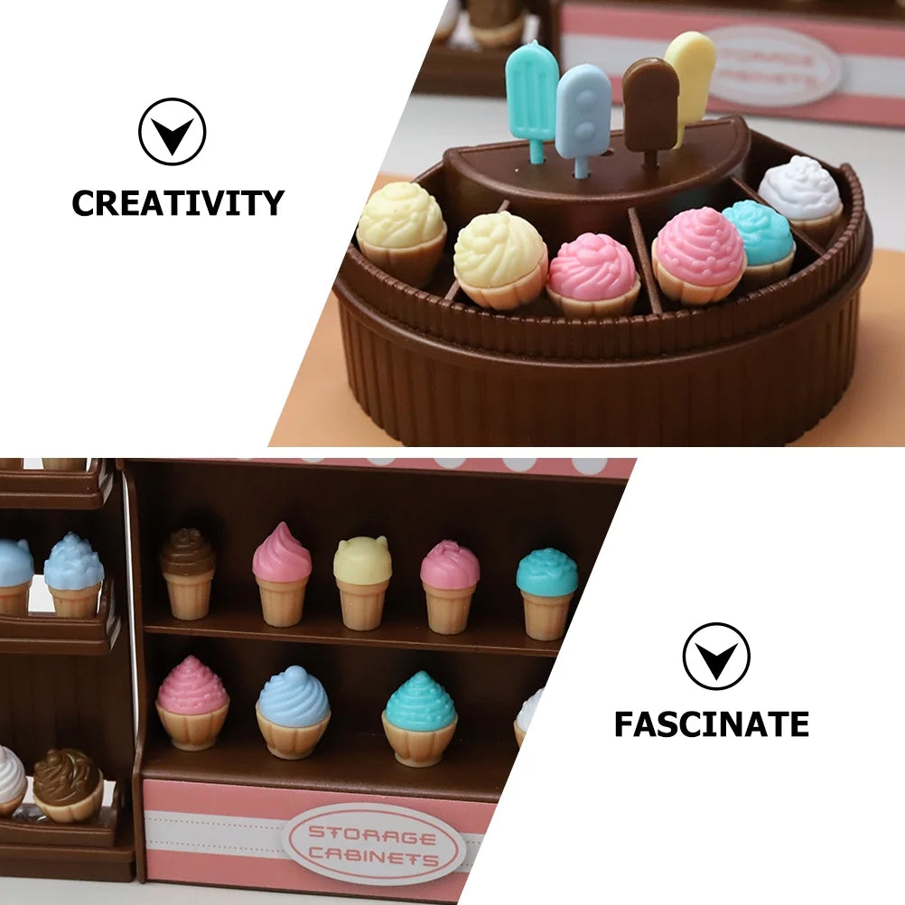 Mini Ice Cream Shop Children’s Toys Cake Cabinet Ornament D80827