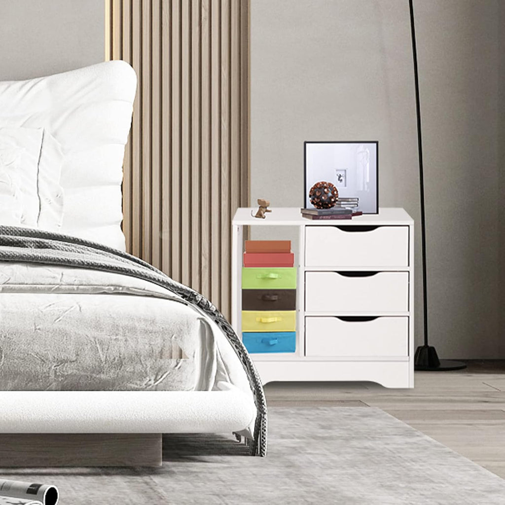 White 3 Drawer Wooden Nightstand X664658