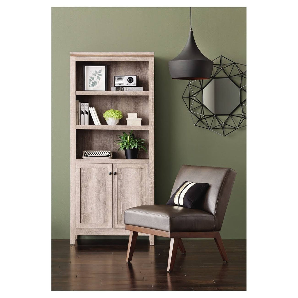 Rustic 5-Shelf Bookcase with Storage U37967