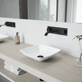 Hyacinth Matte Stone Vessel Bathroom Sink Set with Wall Mount Faucet in Matte Black J172689