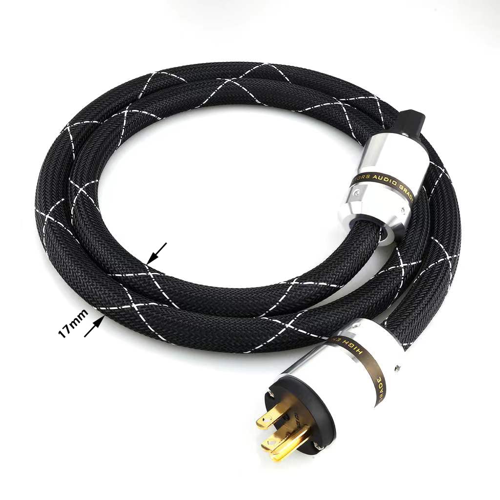 12AWG HiFi Power Cord 3-Prong Gold Plated Power Connectors AC Power Cable with US Plug + IEC 320 C15 Connector (2M / 6.56FT) B442522