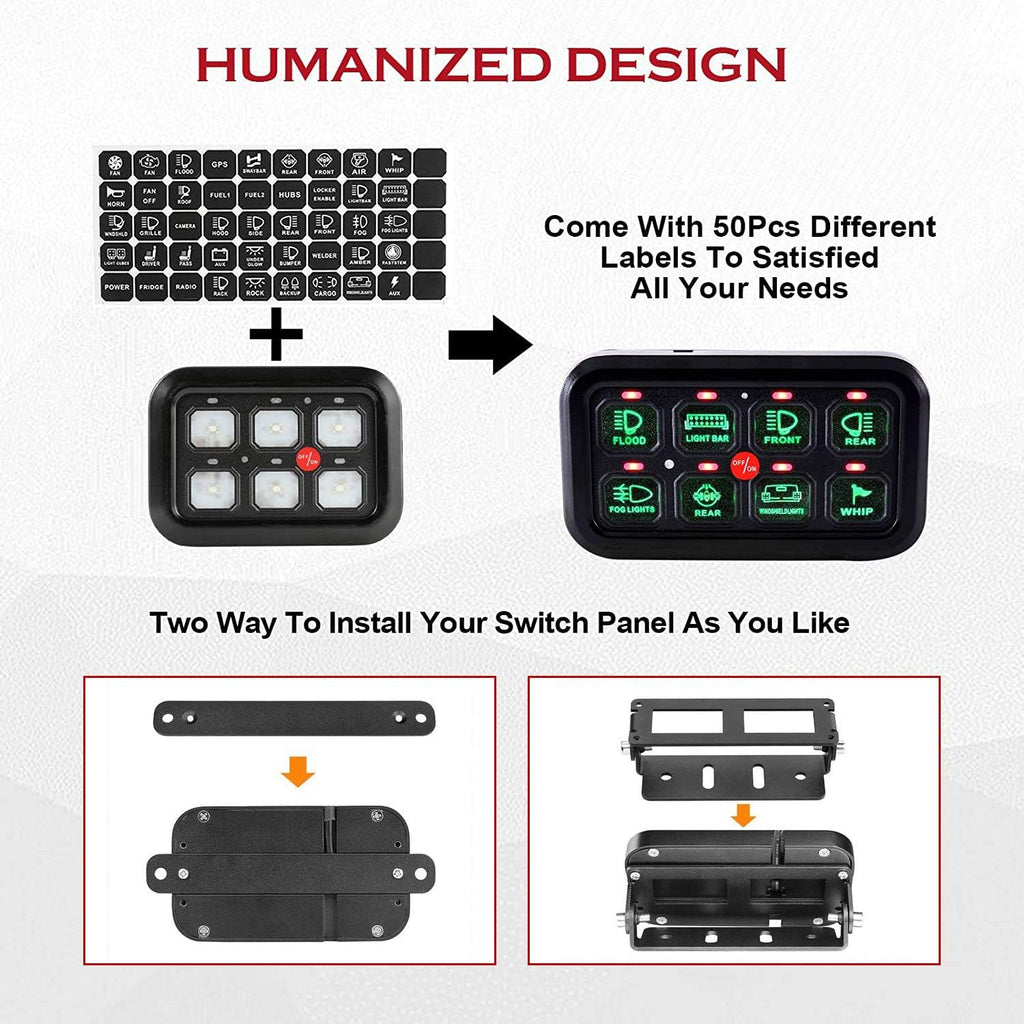 8 Gang Switch Panel Touch Screen for Car Truck ATV UTV Boat E4990
