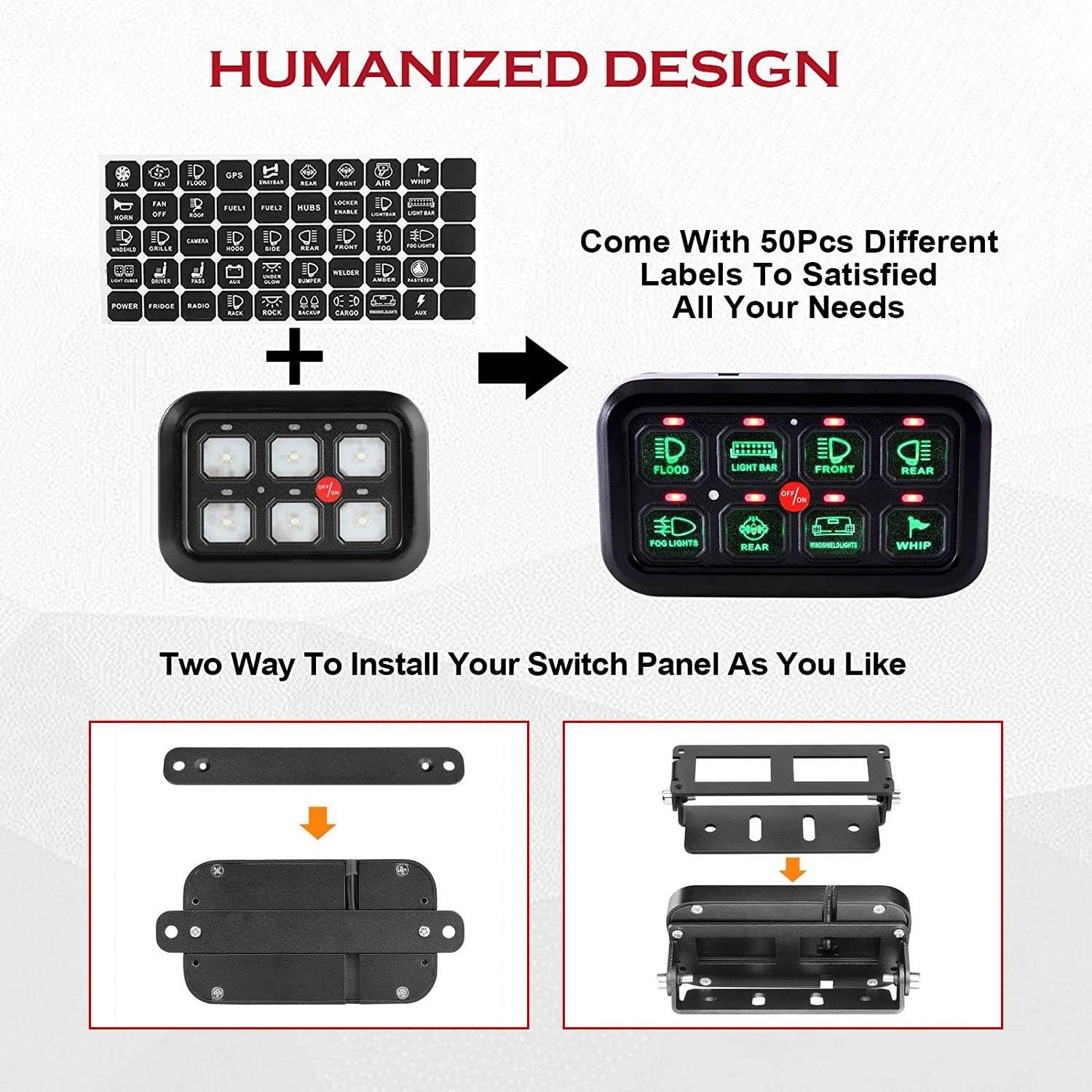8 Gang Switch Panel Touch Screen for Car Truck ATV UTV Boat E4990