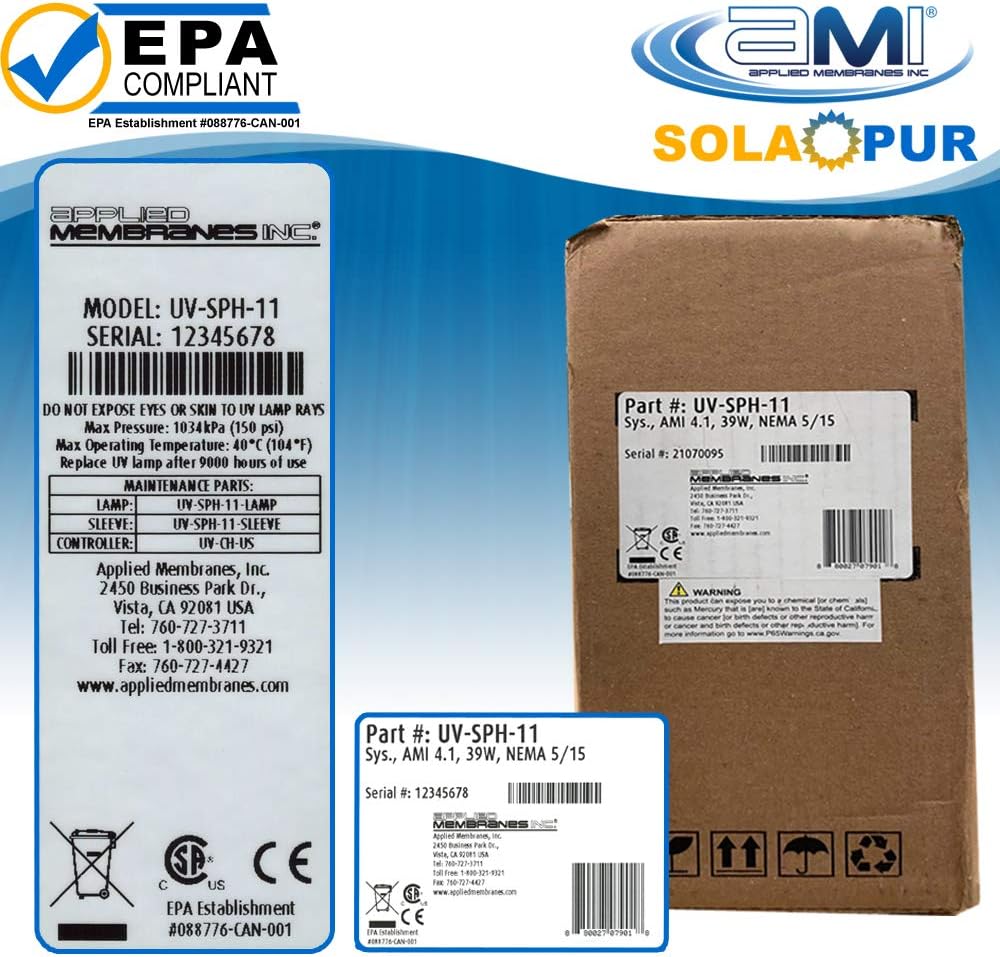 Ultraviolet Water Purifier UV Sterilizer Filter, 2 GPM F351