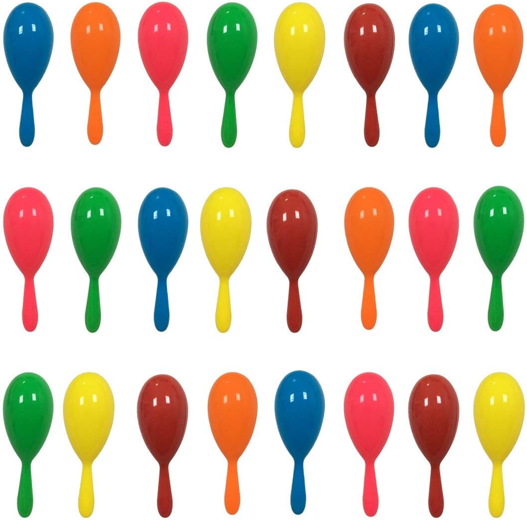 24pcs Mini Plastic Maracas Party Favors Neon Shakers Noisemaker H52995
