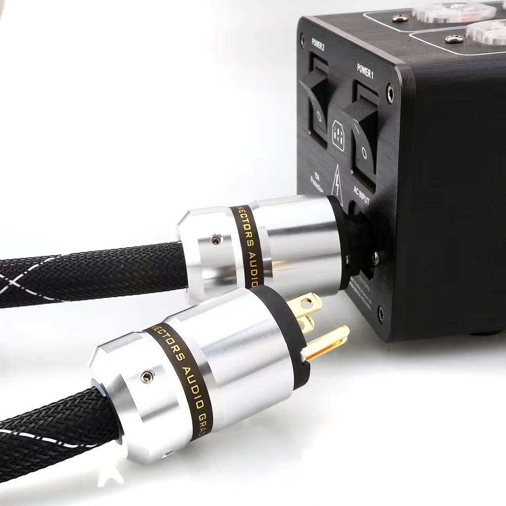 12AWG HiFi Power Cord 3-Prong Gold Plated Power Connectors AC Power Cable with US Plug + IEC 320 C15 Connector (2M / 6.56FT) B442522