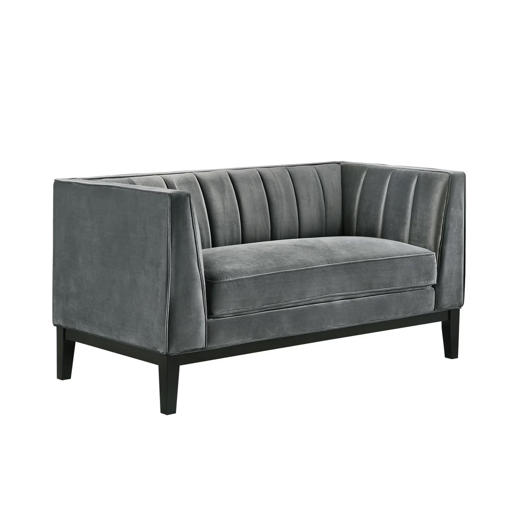 Light Grey Velvet Loveseat M3610