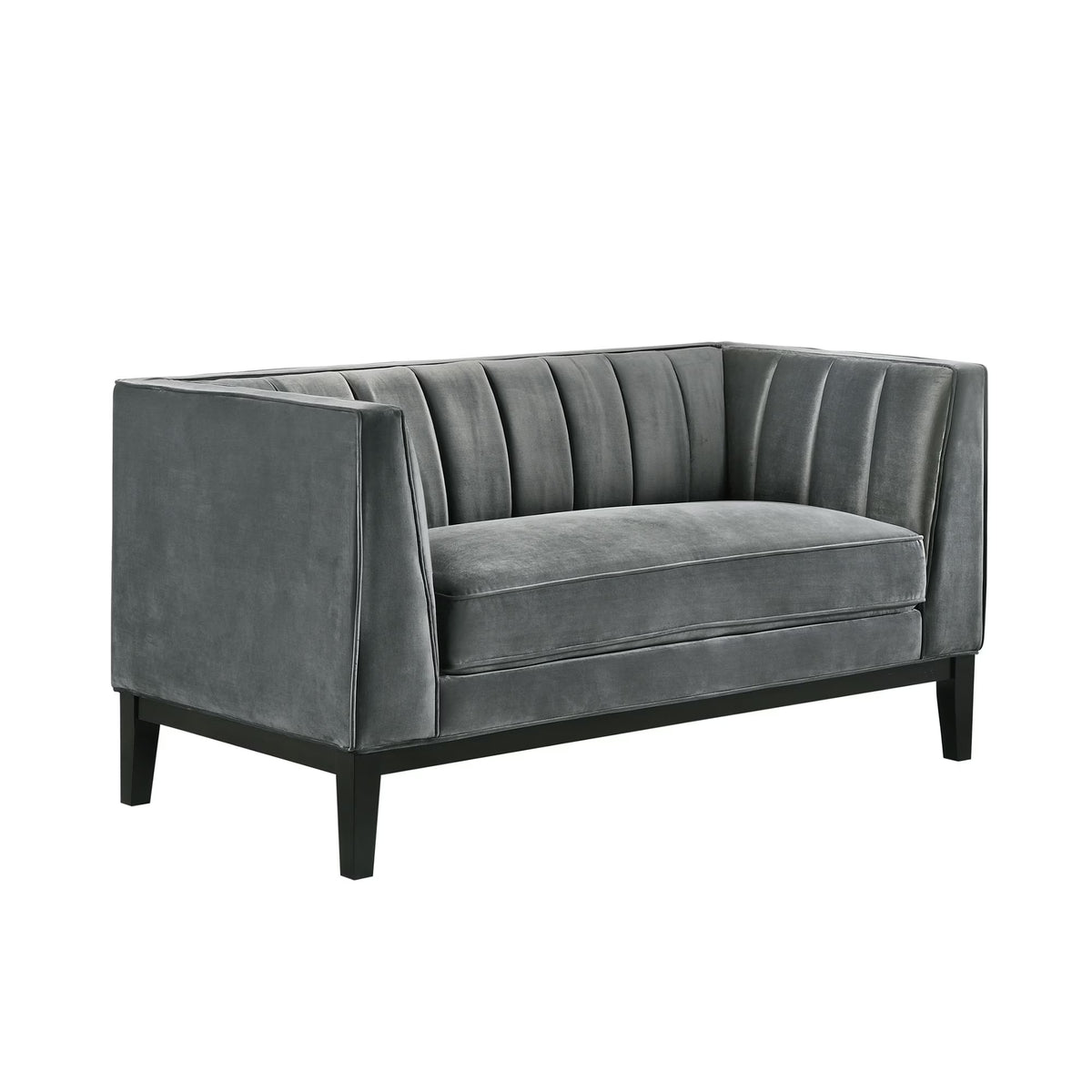 Light Grey Velvet Loveseat M3610