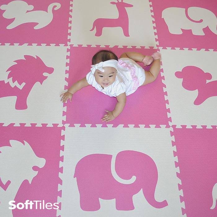 Dark Pink White Kids Play Mat Sets Z92543