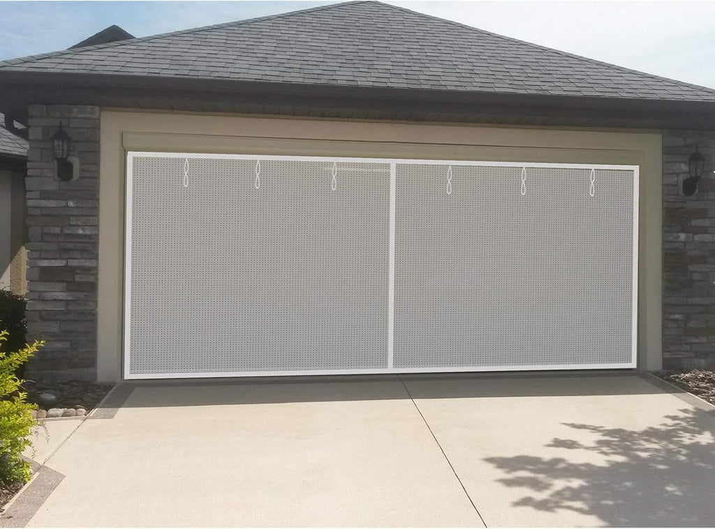 16x7Ft White Magnetic Closure Fiberglass Mesh Garage Screen Doors Pack of 2 M795