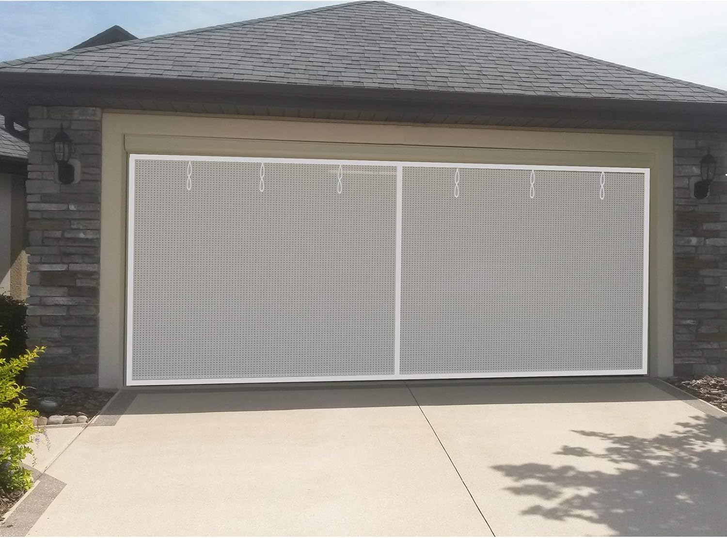 16x7Ft White Magnetic Closure Fiberglass Mesh Garage Screen Doors Pack of 2 M795