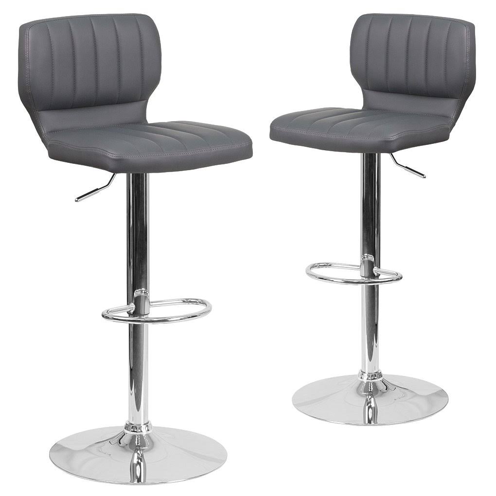 2 Pk. Gray Vinyl Adjustable Height Barstool with Chrome Base E3561