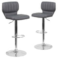 2 Pk. Gray Vinyl Adjustable Height Barstool with Chrome Base E3561