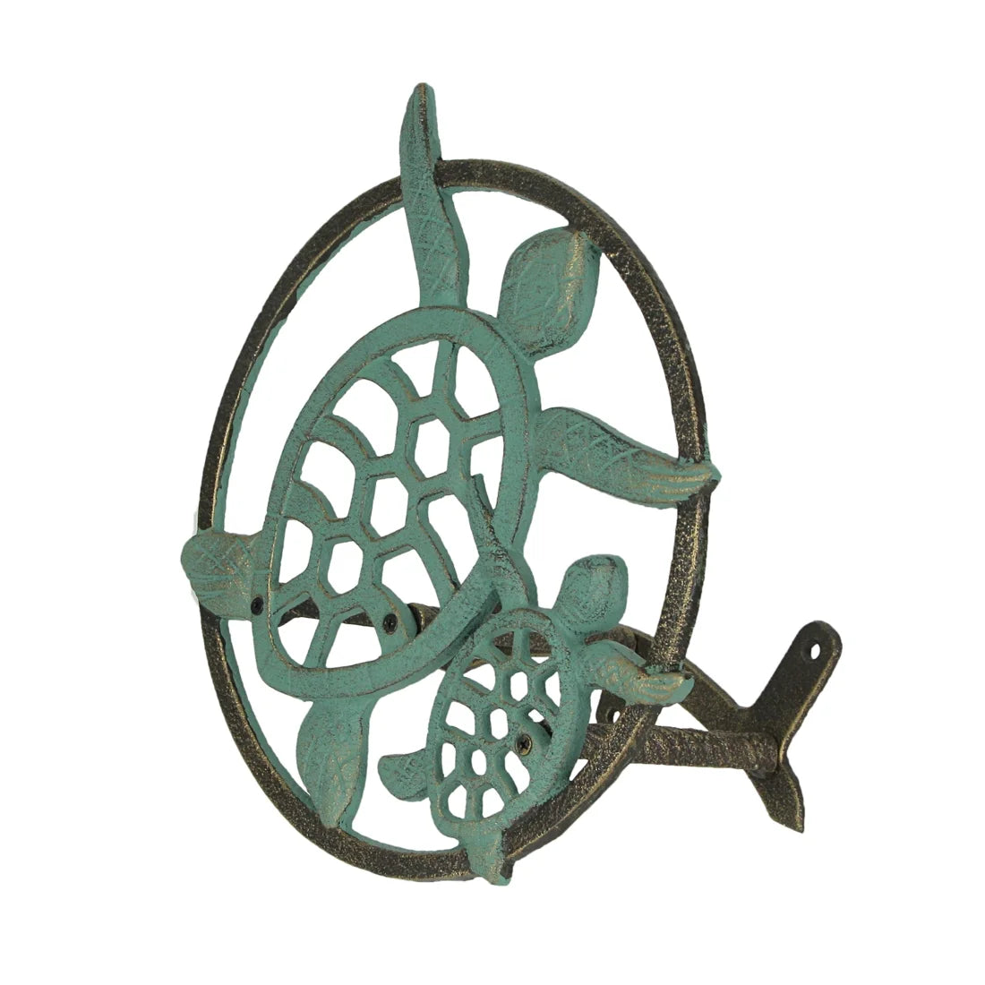 Verdigris Bronze Cast Iron Sea Turtle Wall Mount Garden Hose Hanger E674877