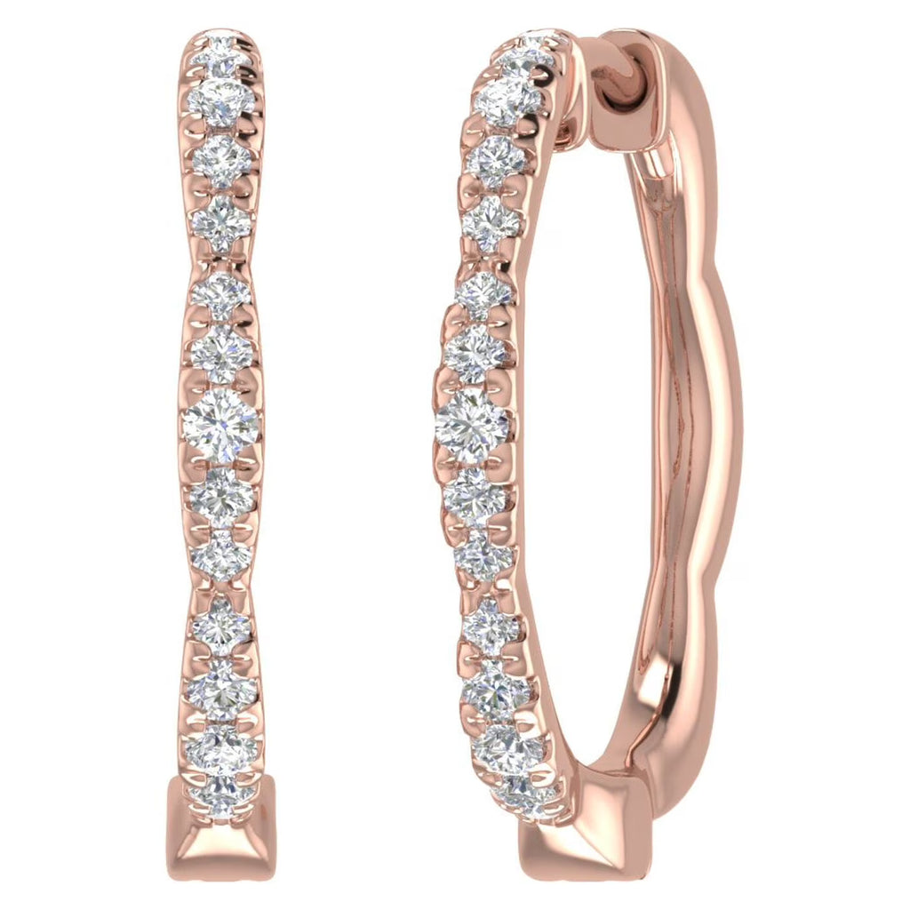 1/4 Carat Diamond Hoop Earrings in 10K Rose Gold A37677